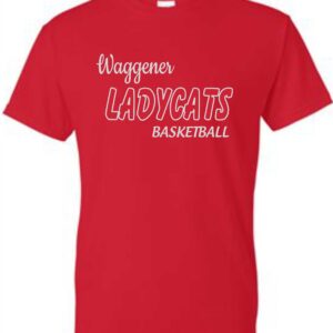 Red t-shirt with Waggener Ladycats basketball logo.