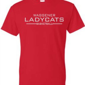 Red t-shirt with Waggener Ladycats basketball logo.