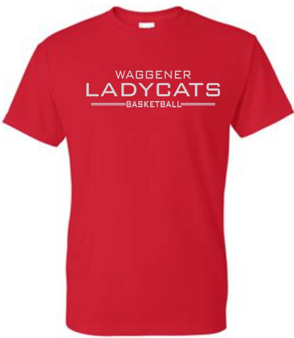 Red t-shirt with Waggener Ladycats basketball logo.