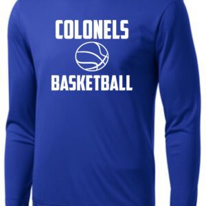 Blue long-sleeved shirt with Colonels basketball logo.