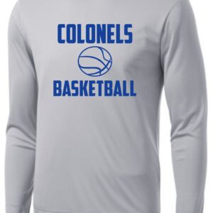 Gray long-sleeve shirt with Colonels basketball logo.