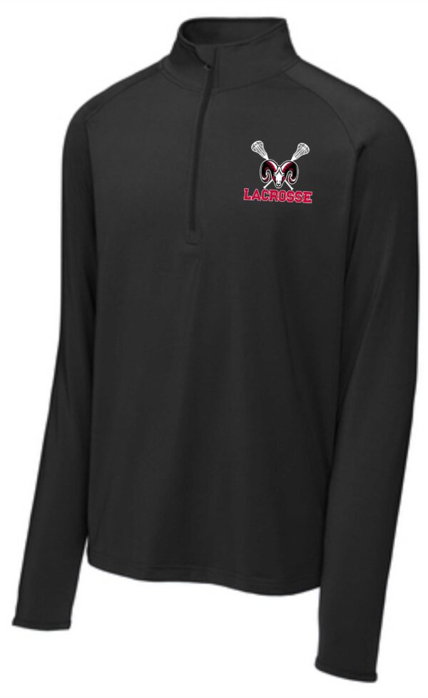 Black lacrosse team quarter zip shirt.