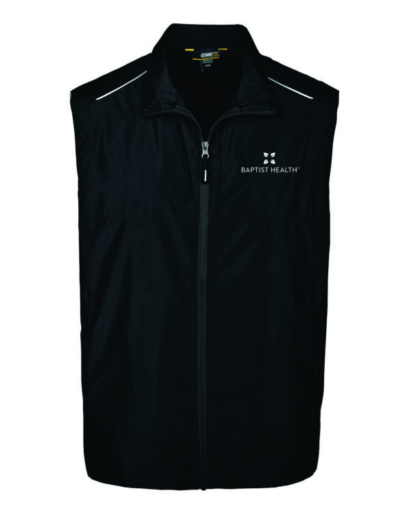 Black running vest with Baptist Health logo.