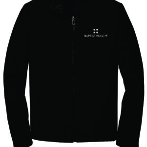 Black zip-up jacket with Baptist Health logo.