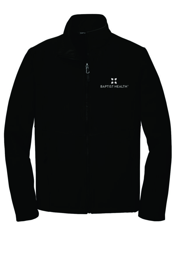 Black zip-up jacket with Baptist Health logo.