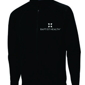 Black zip-up jacket with Baptist Health logo.