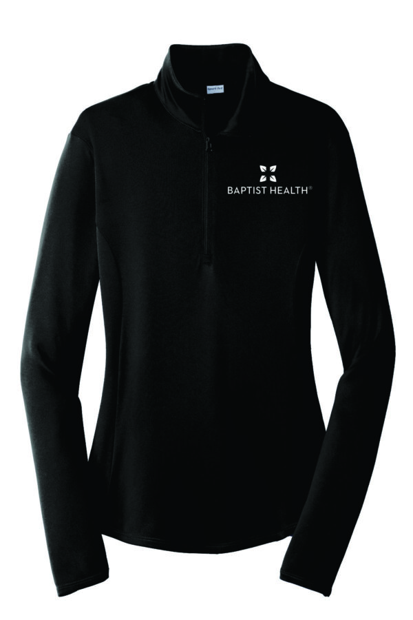 Black long-sleeve shirt with Baptist Health logo.