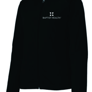 Black zippered jacket with Baptist Health logo.