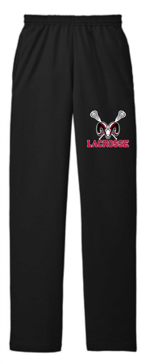 Black lacrosse sweatpants with ram logo.