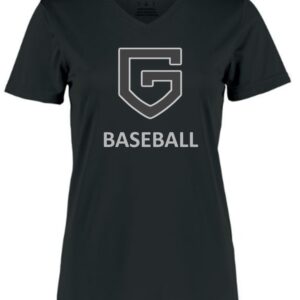 Black women's baseball shirt with G logo.