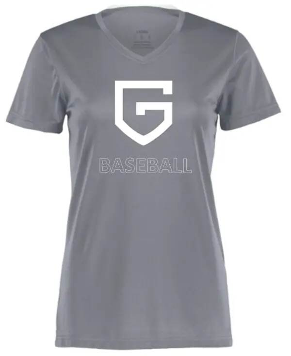 Grey baseball shirt with a white G logo.