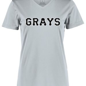 Gray V-neck T-shirt with Grays logo.