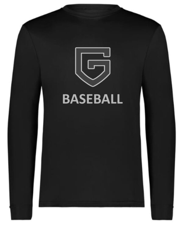 Black long-sleeve shirt with a "G" and "Baseball" logo.