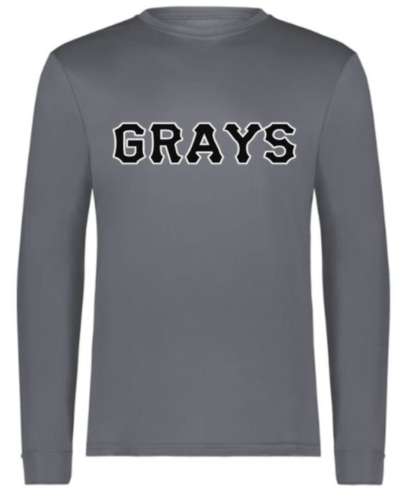 Gray long sleeve shirt with Grays logo.