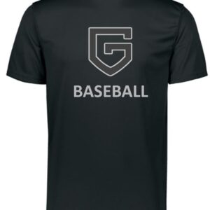 Black baseball shirt with a 'G' logo.