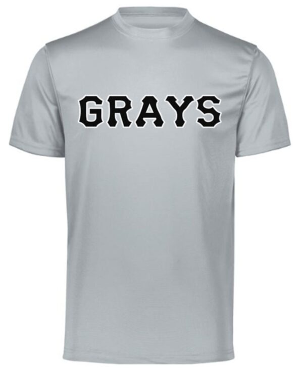 Gray t-shirt with "Grays" logo.