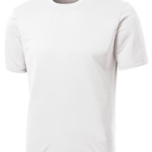 White short-sleeve t-shirt, plain design.