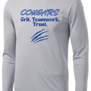 Gray long-sleeve shirt with Cougars logo.