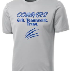 Gray t-shirt with Cougars logo and motto.