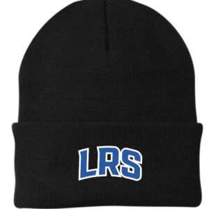 Black knit beanie with LRS logo.