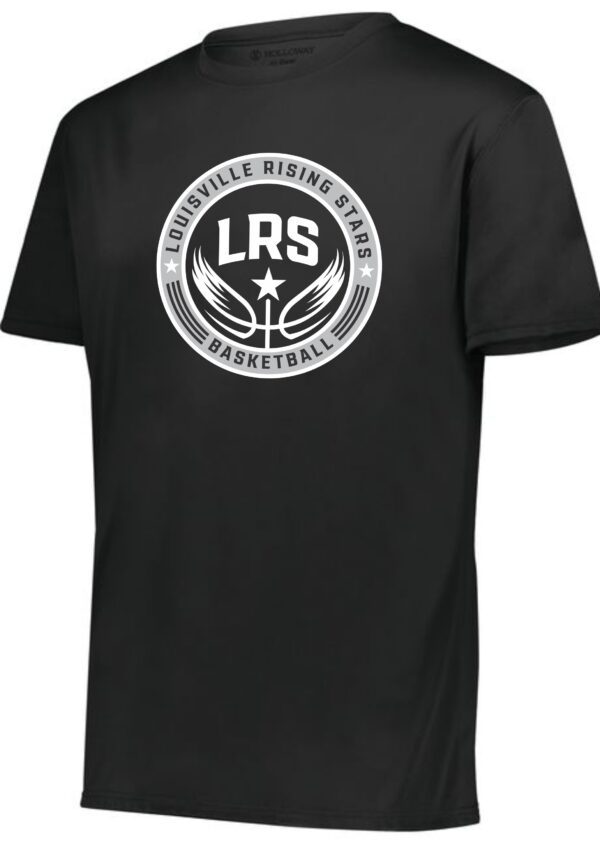 Black t-shirt with Louisville Rising Stars logo.