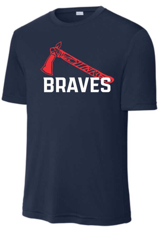 Navy blue t-shirt with Braves logo.