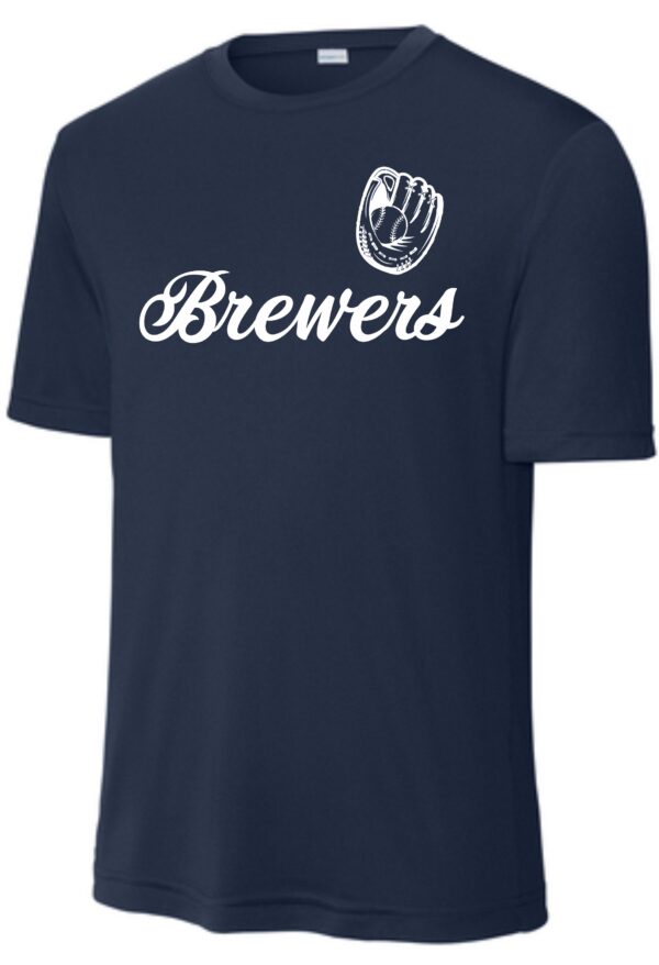 Navy blue t-shirt with Brewers logo.