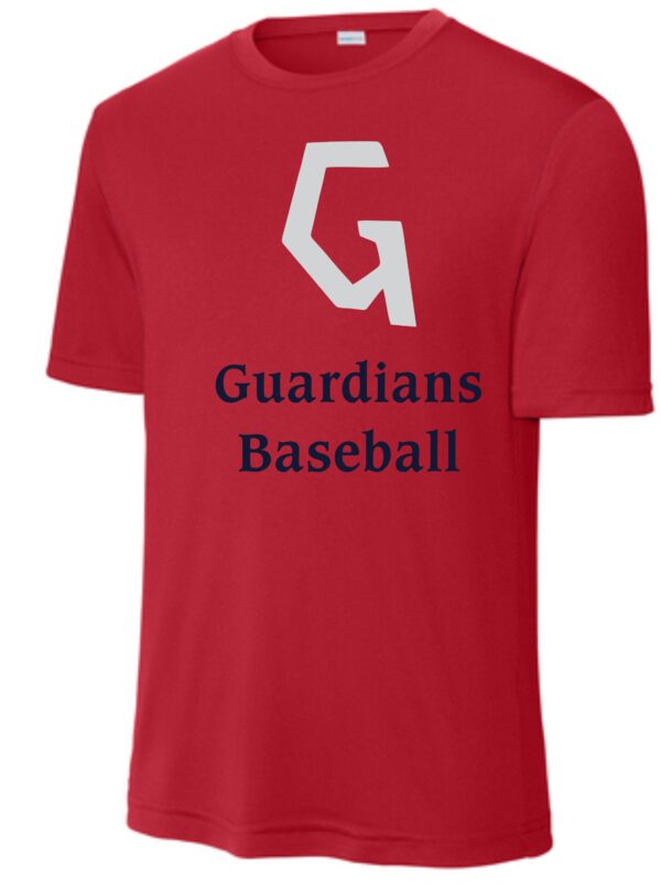 Red Guardians baseball T-shirt.