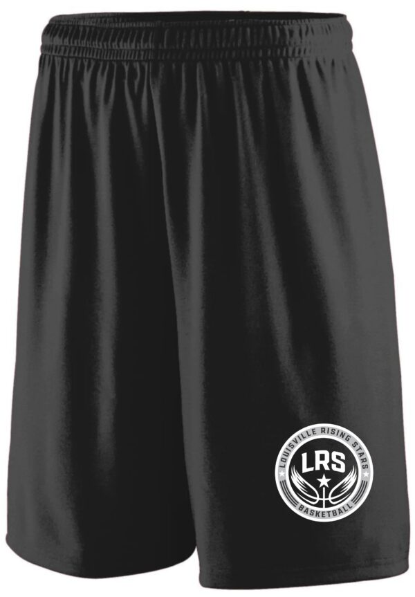 Black basketball shorts with LRS logo.