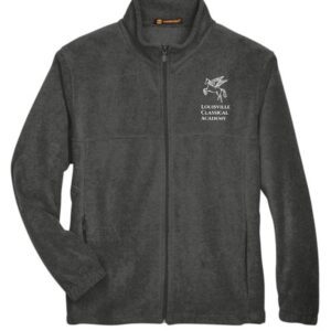 Gray fleece jacket with Louisville Classical Academy logo.