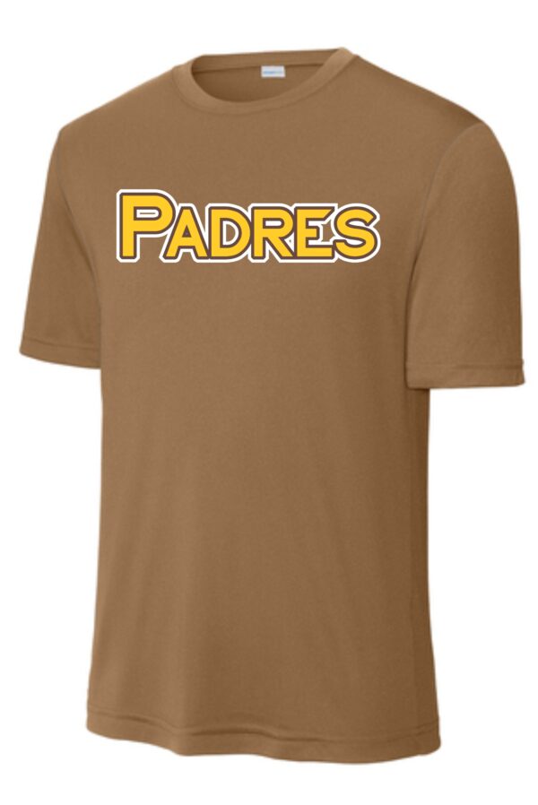 Brown Padres t-shirt with yellow logo.