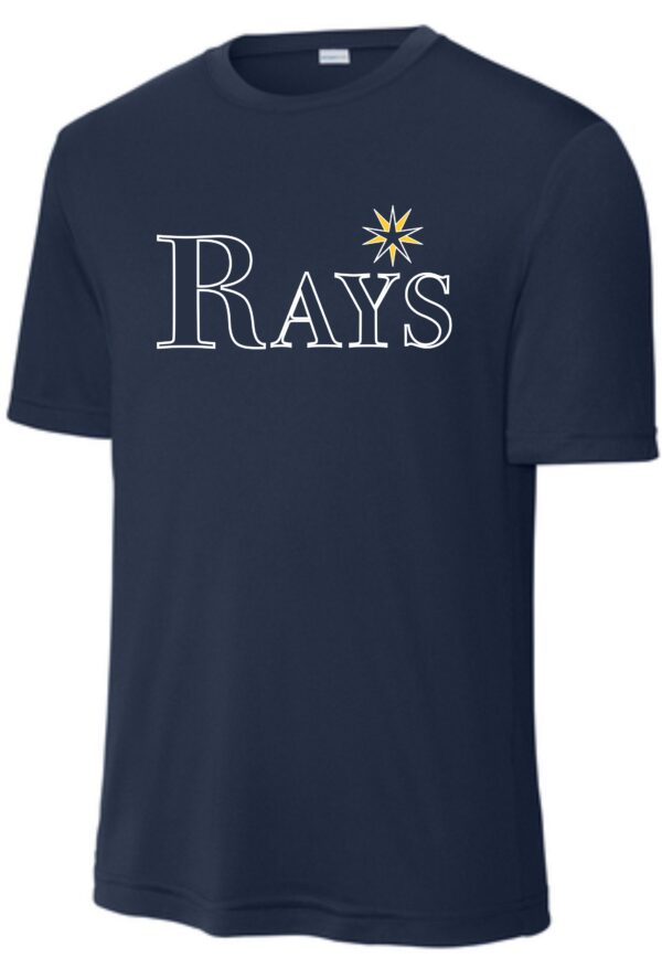 Navy blue t-shirt with Rays logo.