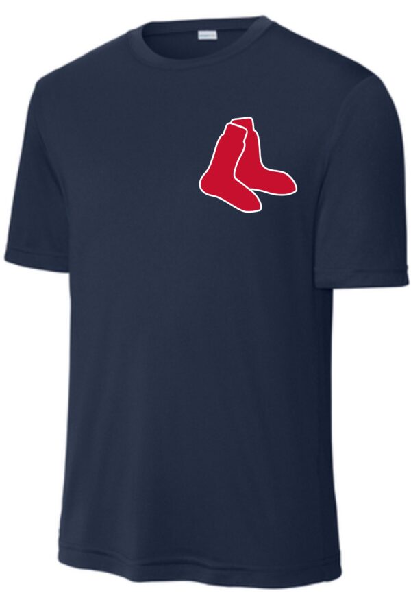 Navy blue t-shirt with Red Sox logo.