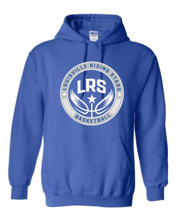 Blue hoodie with Louisville Rising Stars logo.