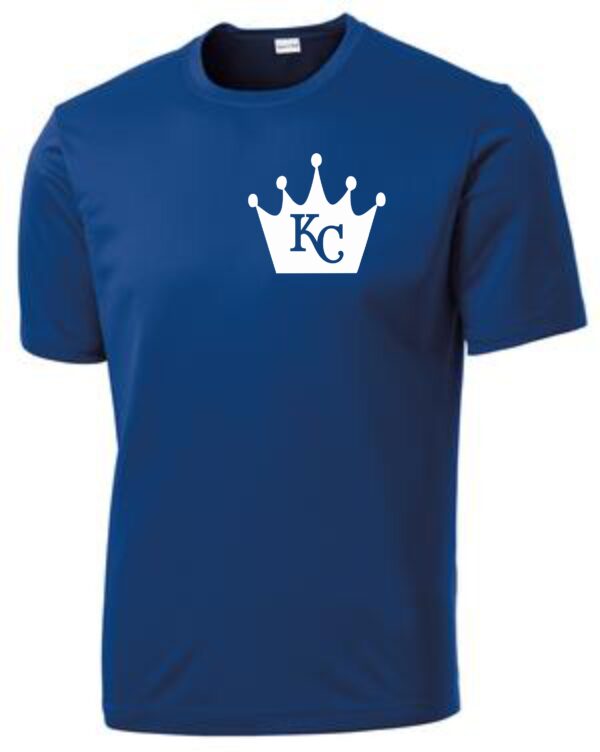 Blue t-shirt with a white KC crown