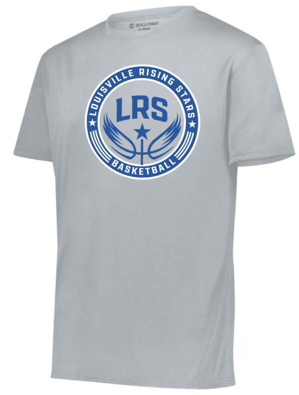 Gray t-shirt with Louisville Rising Stars logo.