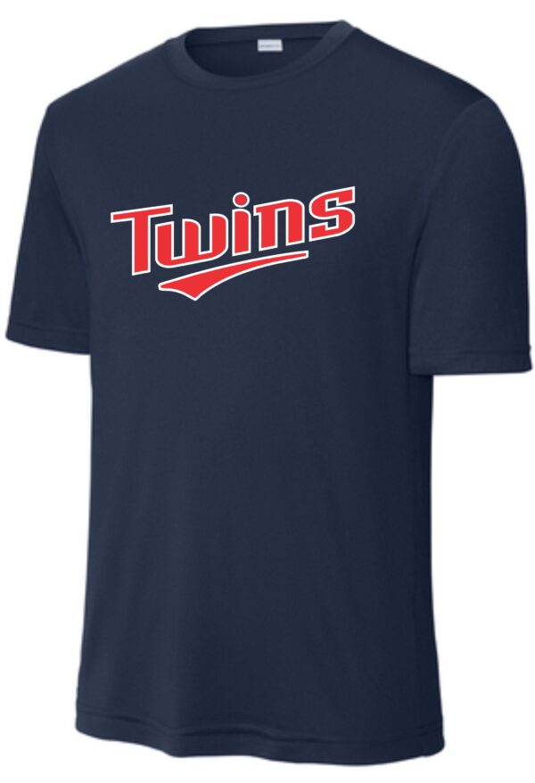 Navy blue t-shirt with Twins logo.