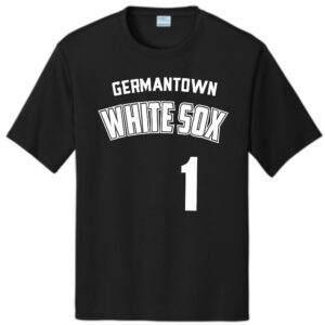 Black T-shirt with White Sox logo and number 1.
