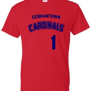 Red t-shirt with Germantown Cardinals #1.