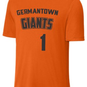 Orange t-shirt with Germantown Giants logo and number 1.
