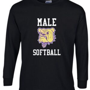 Black long sleeve shirt with male softball logo.