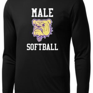 Black long-sleeve shirt with male softball logo.