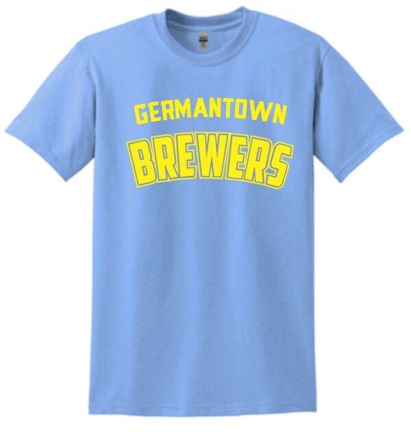 Blue t-shirt with "Germantown Brewers" logo.