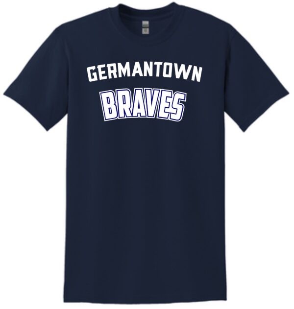 Navy blue t-shirt with white text. "Germantown Braves"