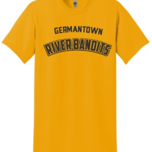 Yellow t-shirt with "Germantown River Bandits" logo.