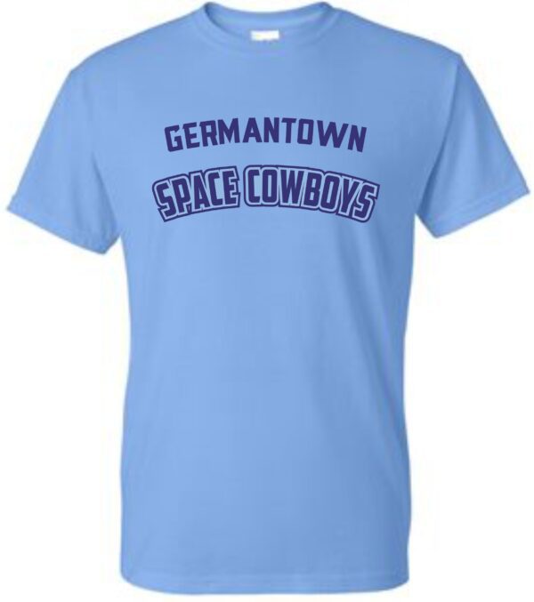 Blue T-shirt with "Germantown Space Cowboys"