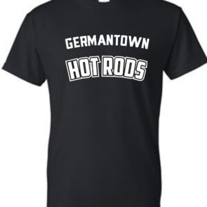 Black t-shirt with "Germantown Hot Rods" text.