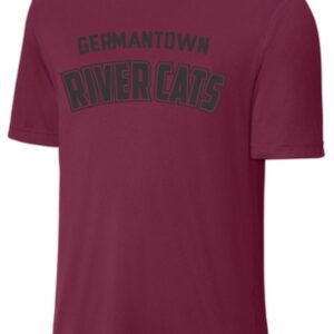 Burgundy t-shirt with "Germantown River Cats" logo.