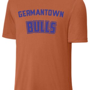 Orange T-shirt with Germantown Bulls logo.