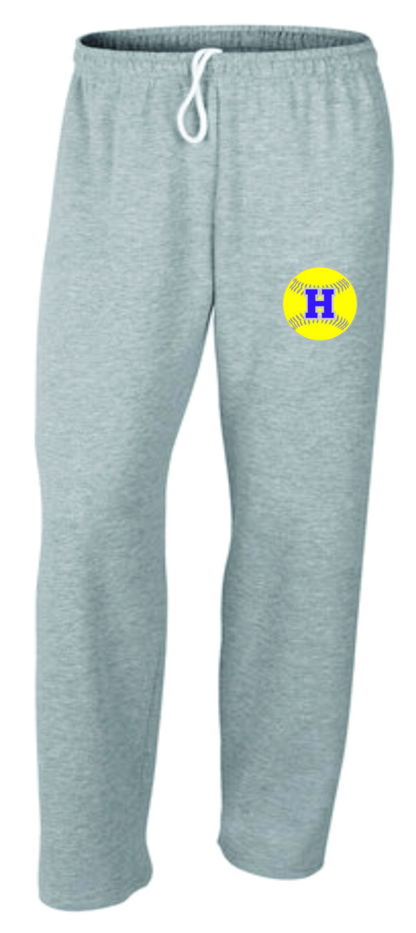 Gray sweatpants with softball "H" logo